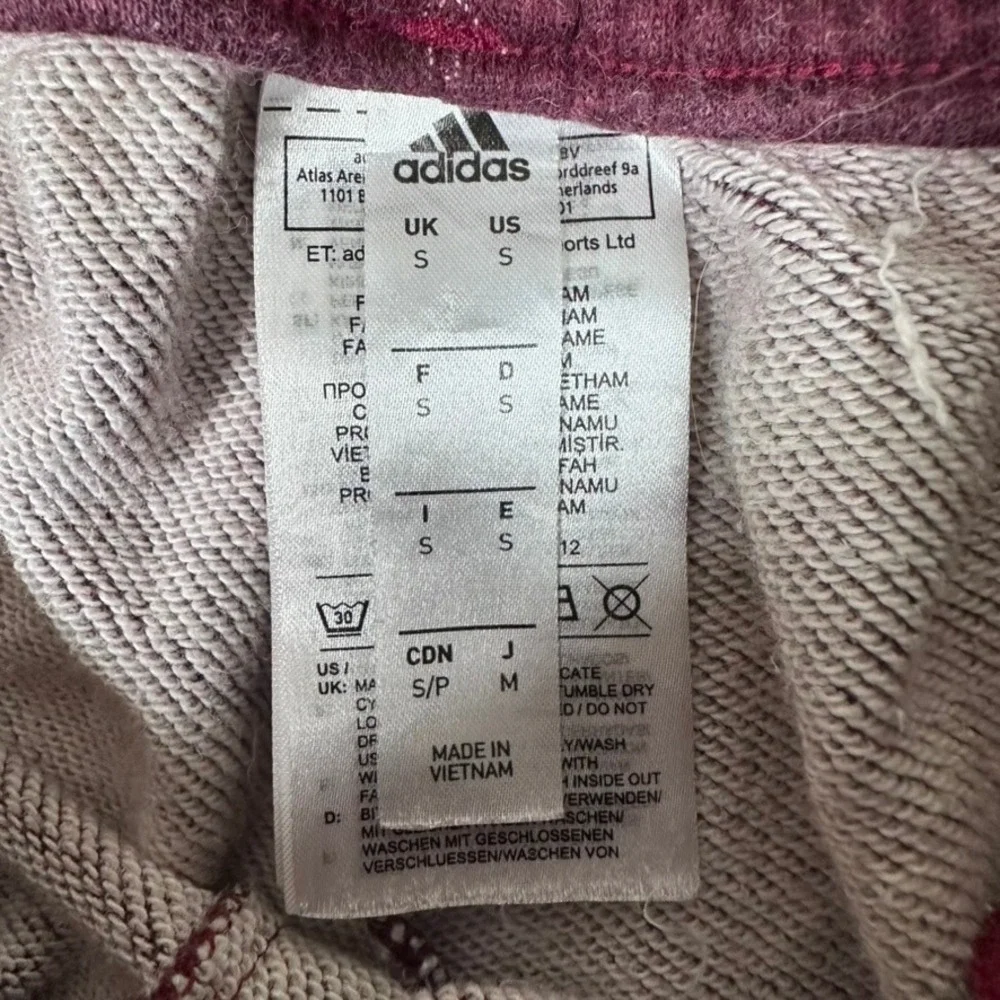 Adidas Joggers Maroon Good Fleece Tapered 3-Stripe Zipper Ankle Pants Mens Small